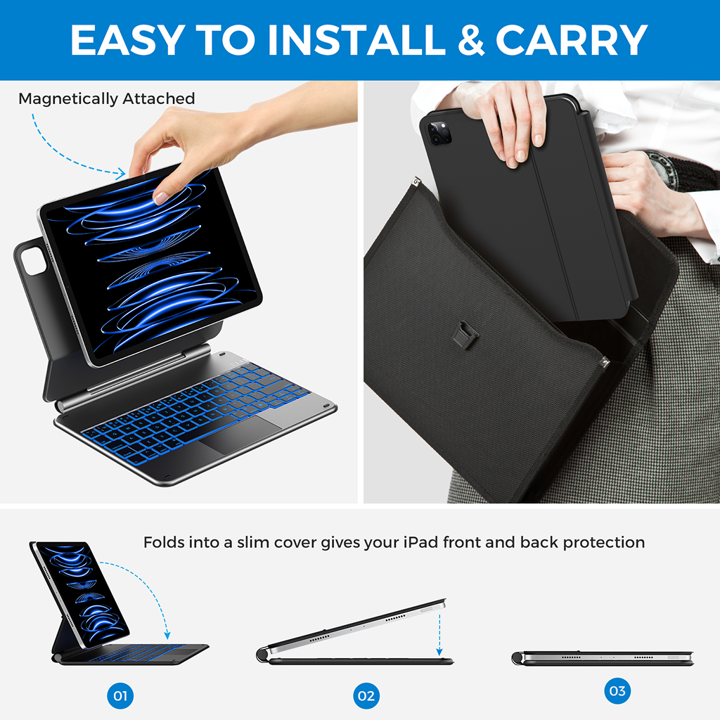 Edge Magnetic Floating Magic Keyboard for iPad Air 11-inch / Pro 11-inch (4th Gen & Earlier) & Air 10.9-inch