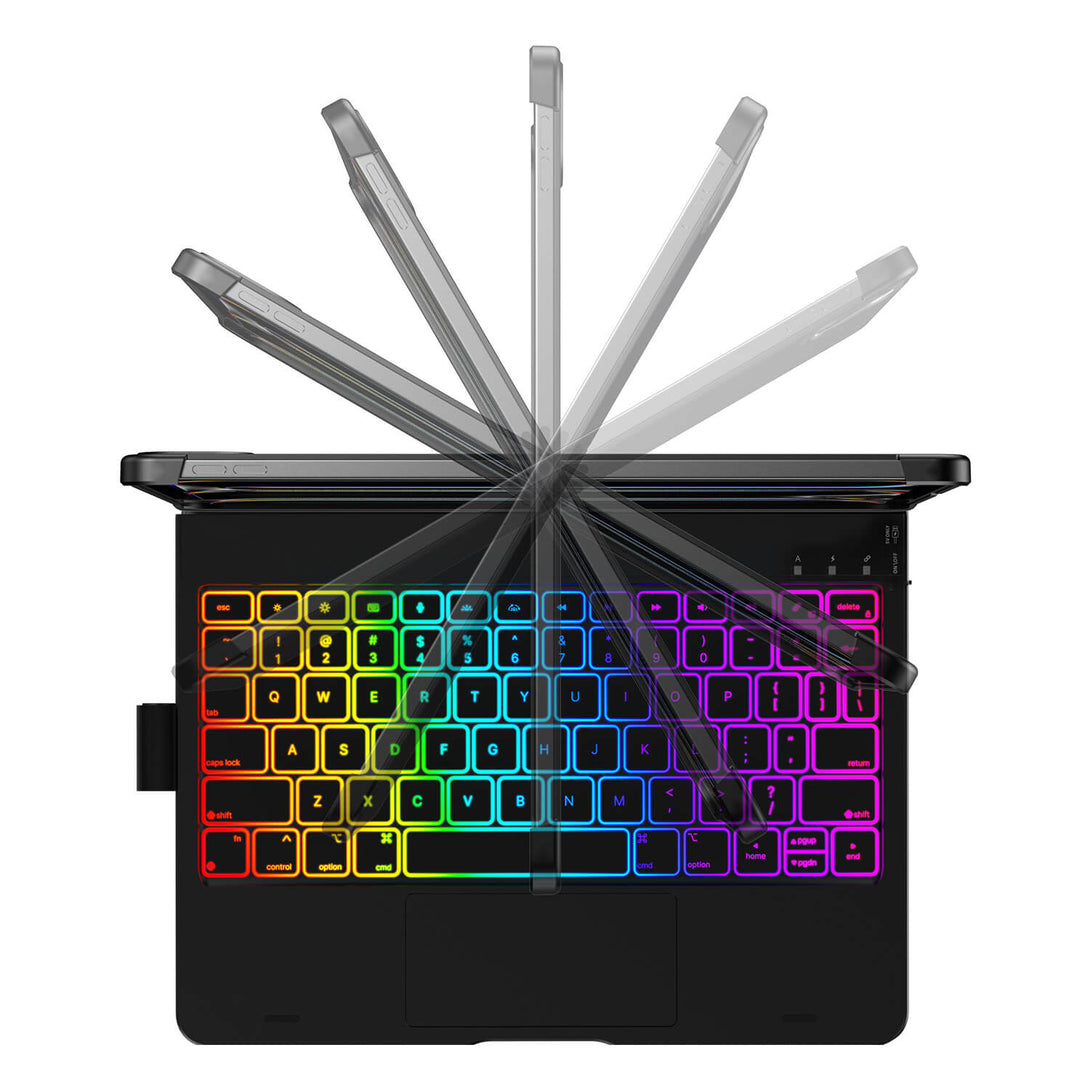 Flexbook Touch 201TU-110 - First-Ever Iridescent Series Typecase Keyboard - Top View - 360-Degree Adjustment