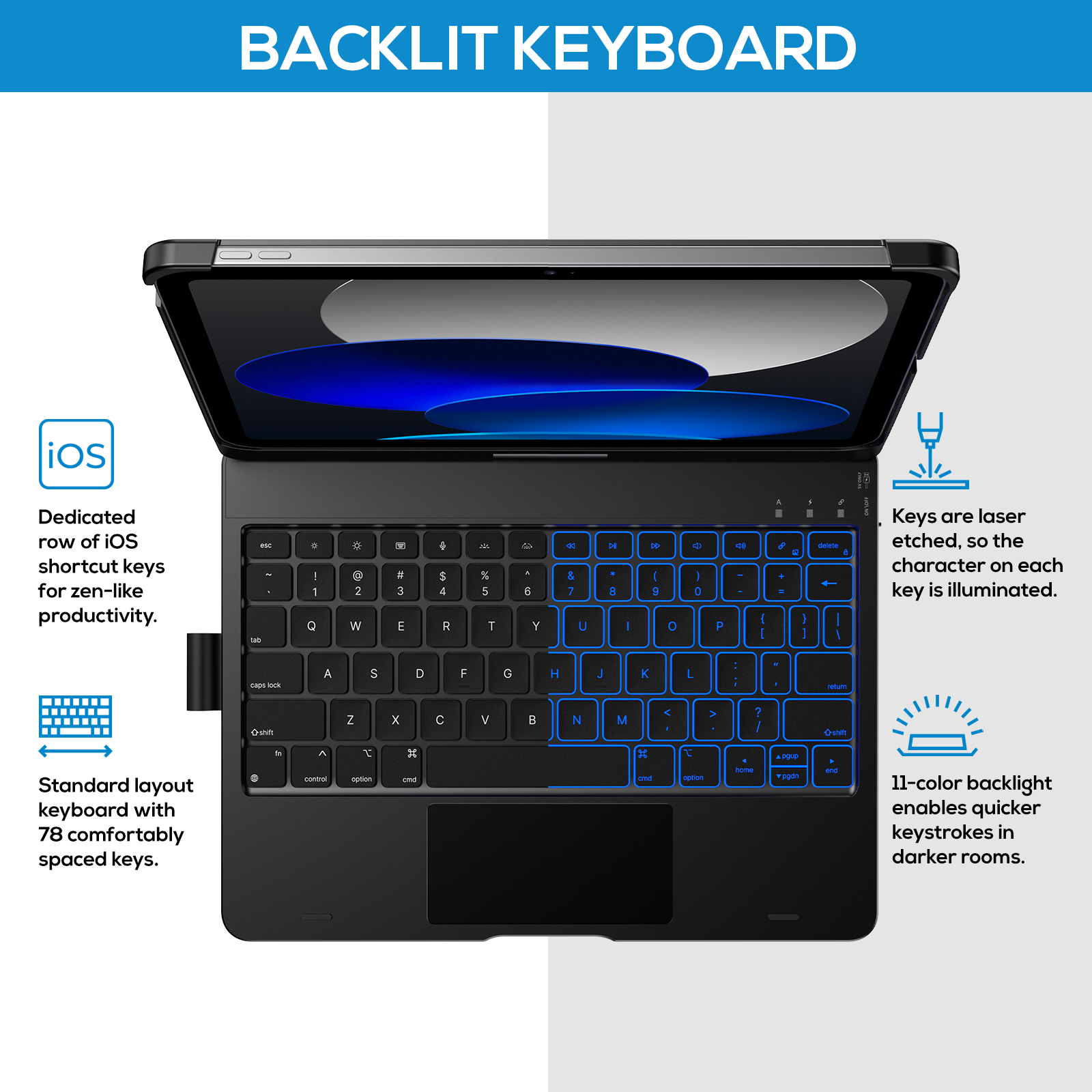 Flexbook Touch 360° Rotating Keyboard with Trackpad for iPad 10.9-inch (10th Gen / A16)